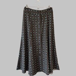 Christopher &  Banks Printed Button Front A Line Midi Skirt